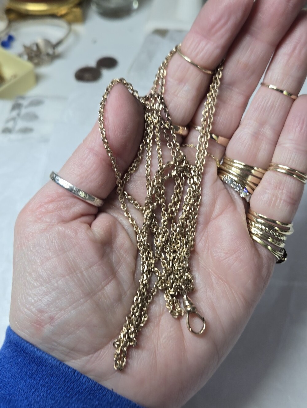 Victorian Gold Filled Rope Watch Chain Necklace - Elegant Women's Jewelry